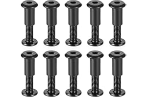 Awclub Screw Post Fit for 5/16"(8mm) Hole Dia, Male M6x25mm Belt Buckle Binding Bolts Leather Fastener Carbon Steel Black 10 Sets