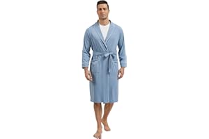 GYS Premium Men's Robe Bamboo Viscose Knee Length Soft Comfy Bathrobe