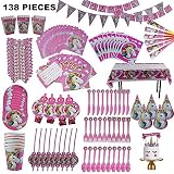 Unicorn Party Supplies, decorations by E-Z Parties, 138 Pieces Complete Party Set-up for birthdays, Baby Showers and more, Everything You Need for a Perfect Celebration, Serves 10