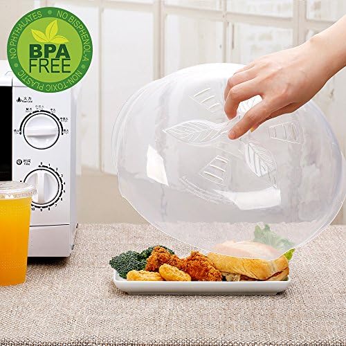 Microwave Plate Cover, Hover Microwave Cover Food Splatter Anti-Sputtering with Steam Vents, BPA-Free and Dishwasher Safe
