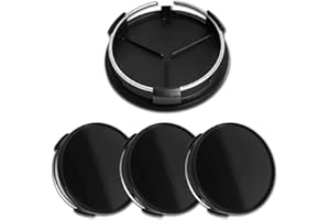 MOTOREXPERTZ ME 2.9Inch 75MM Wheel Center Caps, Pack of 4 (Gloss Black, Outer 75MM, Inner 73MM)