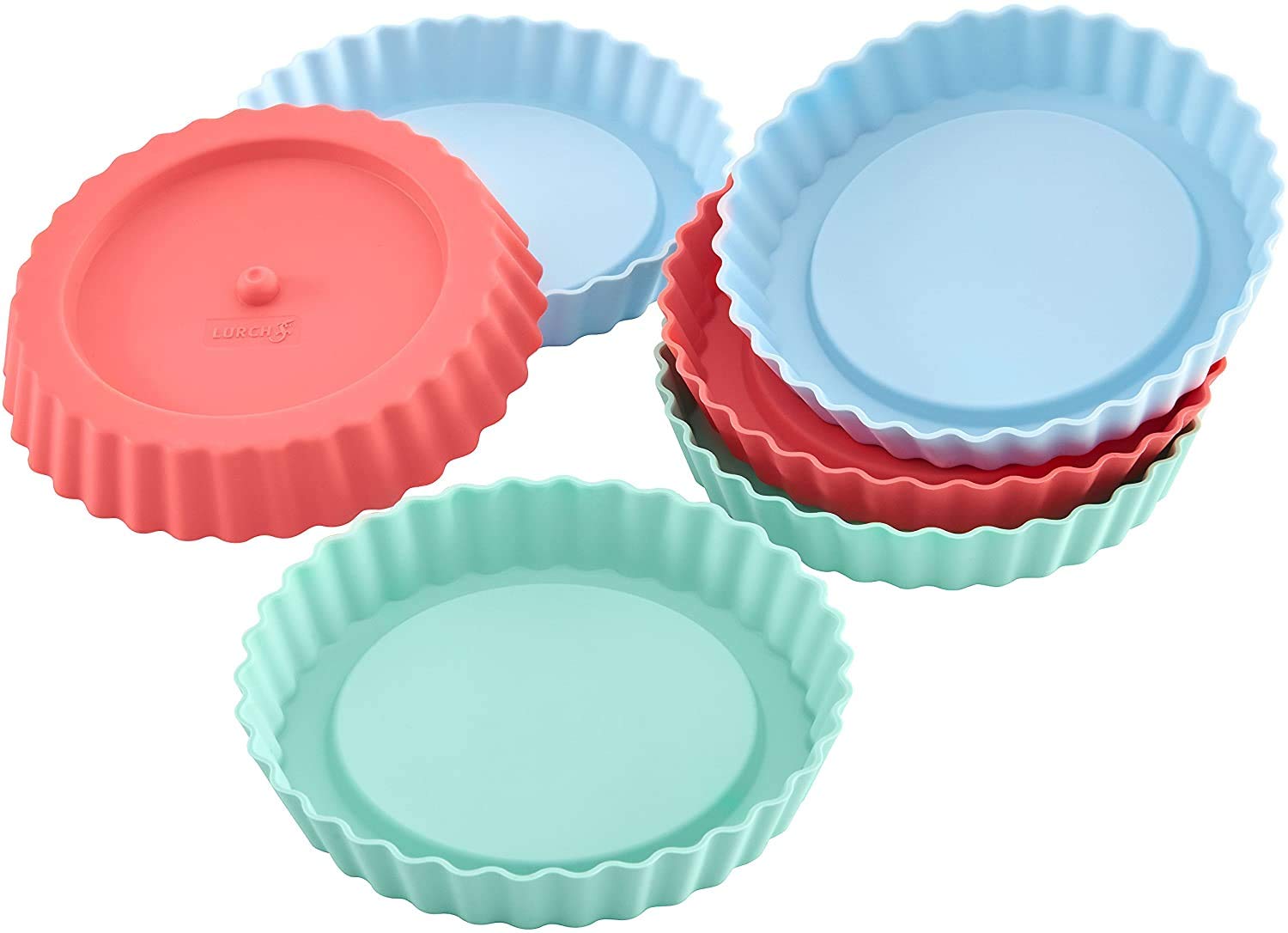 Lurch 83016 FlexiForm tartlets, silicone, multicoloured, 12x12x2 cm, set of 6