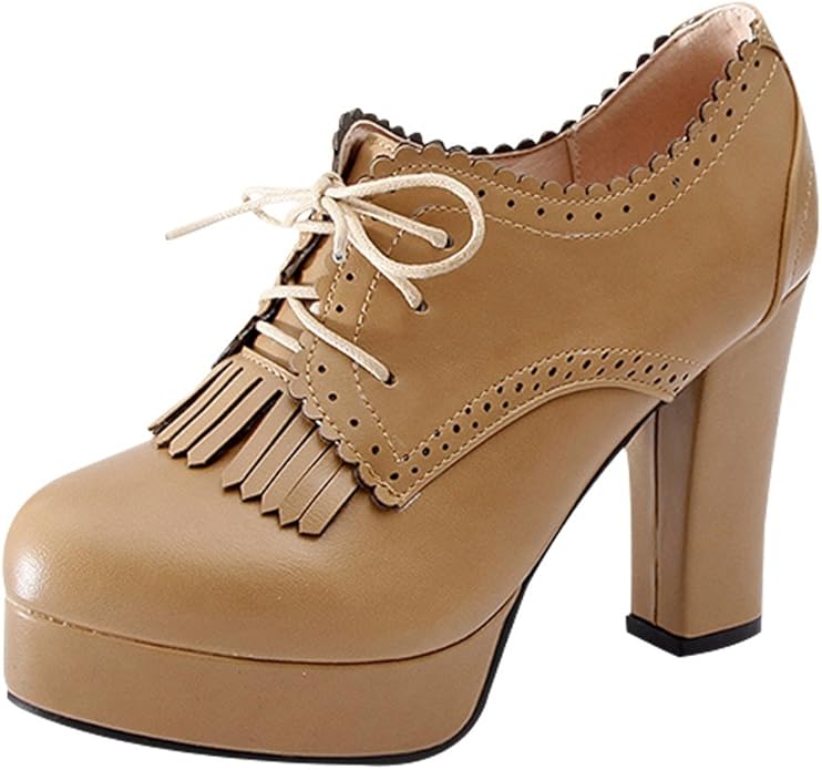 Amazon.com | Waucuw Women's High Heel Platform Tassel Oxford | Oxfords