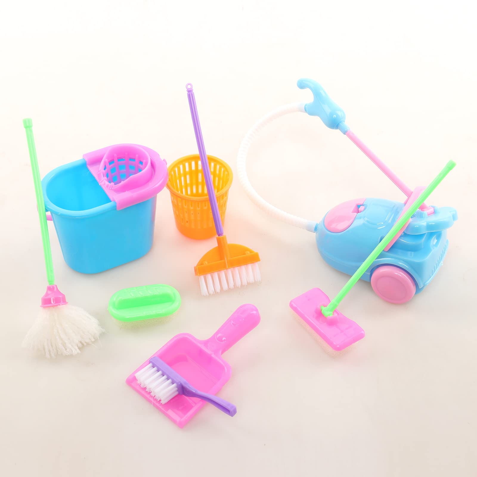 Miunana 16 Pcs 6 inch Doll Clothes and Accessories Dollhouse Furniture Housework Cleaning Tools Mini Dollhouse Cleaning Supplies for 5.3-6 inch Girl Doll