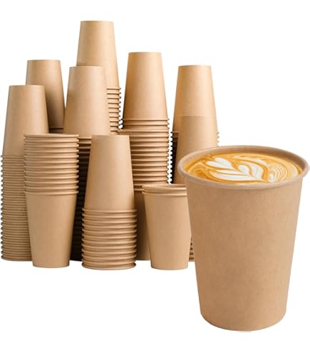 Amazon.com: BIOZOYG Pack of 25 Coffee Cups Insulated Paper Cups 200 ml / 8  oz Diameter 80 mm White/Brown - Ribbed Plastic-Free Sustainable Materials - Disposable  Cups Mulled Wine Cups : Health & Household