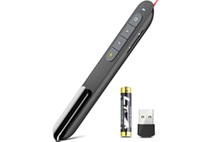 UBUYONE Wireless Presenter Remote Presentation Pointer Clicker with Hyperlink & Volume Control USB PowerPoint Slide Advancer