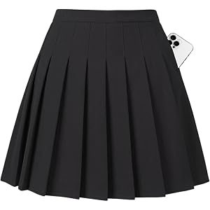 Addneo Uniform Skirts for Girls Pleated Tennis Skort with Pockets 6-16 Y | Girl's Pleated Skirt with Shorts,Pull On,Kids Scho