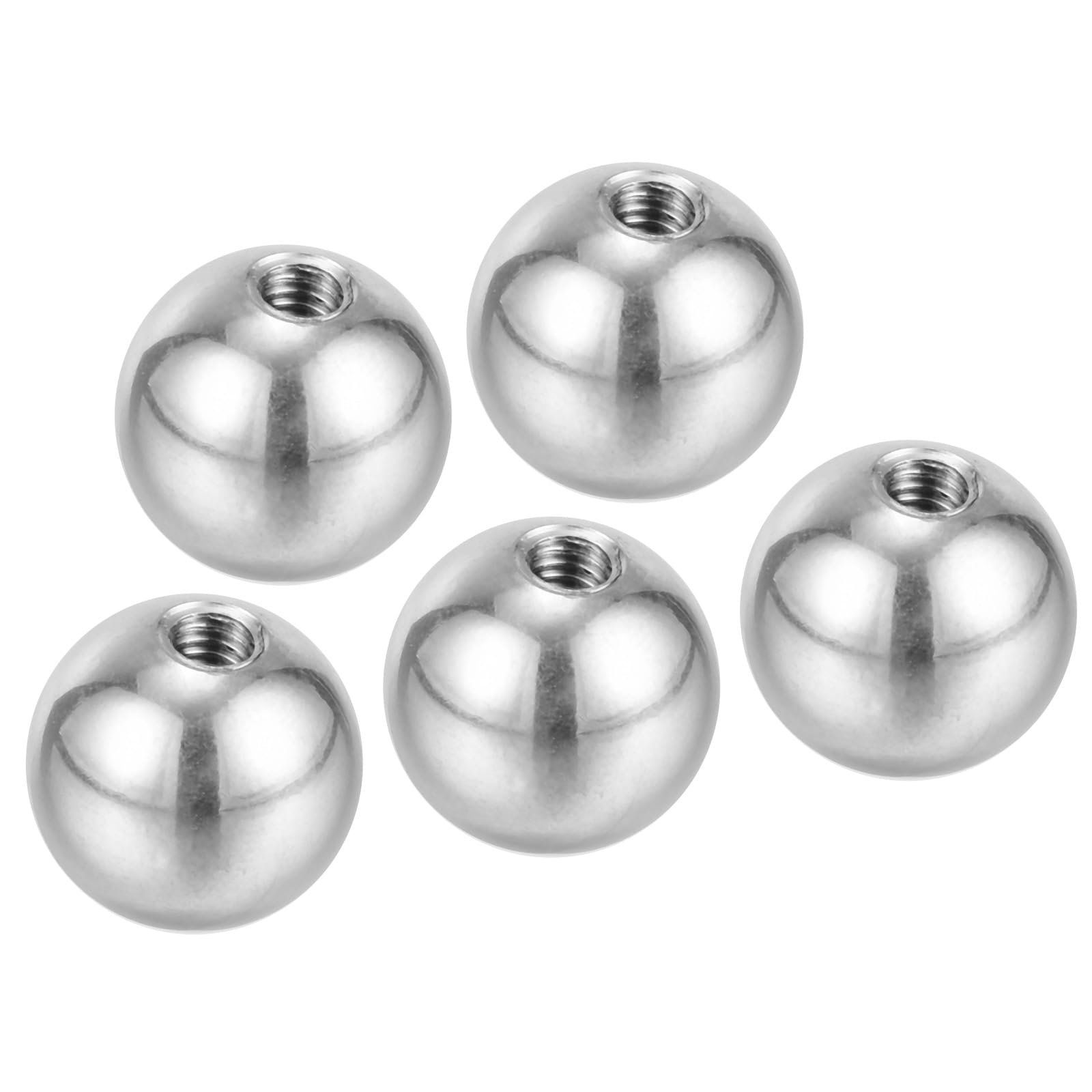 PATIKIL M4x15mm Ball Nuts Knob, 5 Pack Female Thread 304 Stainless Steel Round Blind Hole Screw Cap Cover for Lighting Machinery DIY Decoration, Silver