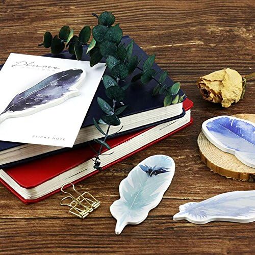 Vann92(TM) 2 Pieces Cute Colorful Feather Sticky Notes Memo Pad Planner Bookmark Stickers Post it School Stationery Office Supplies Message