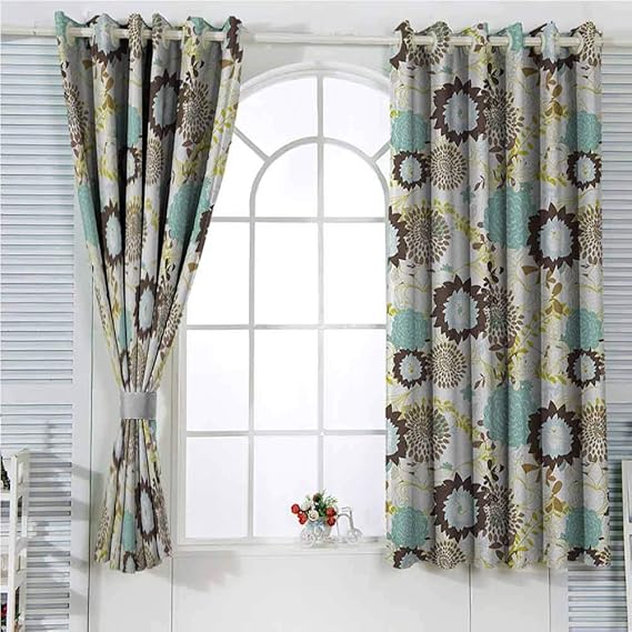 HELLOLEON Vintage Grommet Curtains 72 Inch Lenght Seafoam