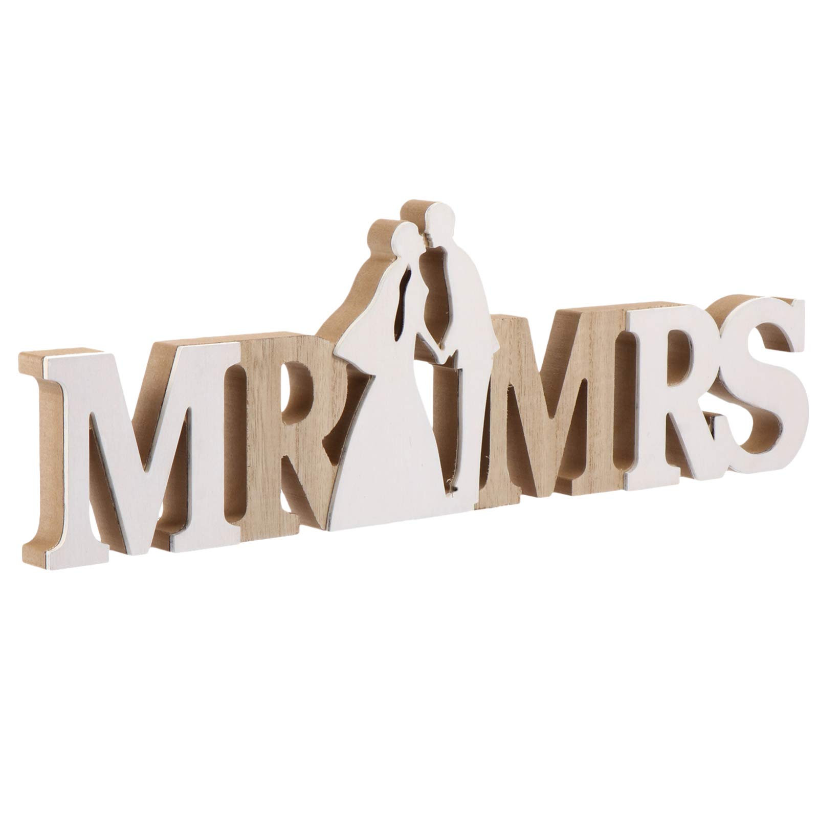 VALICLUD Mr Mrs Wood Sign Wooden Letters Wedding Sign Display Stand Figures for Wedding Anniversary Party Table Decoration