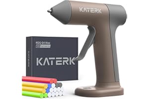 Katerk Cordless Hot Glue Gun Kit, 30s Fast Heating, Mini Glue Gun with 20 Glue Sticks, Compact & Portable with 2500mAh Built-in Battery, Auto Shut-Off, Ideal for DIY, School Crafts & Repairs (Khaki)