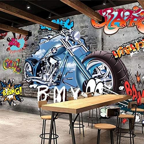 Avikalp Exclusive AWZ0331 3D Wallpaper Retro Minimalist Motorcycle Street Art Decorative HD 3D Wallpaper(2 ft x 3 ft)
