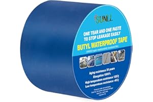 SUNLL Butyl Sealant Tape 4"W X 33'L, Waterproof Butyl Duct Strip for RV Repair, Boat Sealing, Sun Room, Glazed Tile, EPDM Rubber Roof Patching, Blue