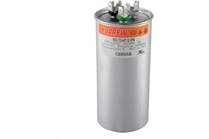 HUAREW 80/5 uF 80+5 MFD ±6% 370V/440V CBB65B AC Capacitor Dual Run Round Capacitor Replacement 80 5 uF MFD 370 440 Volt VAC for AC Unit Fan Motor Start or Heat Pump or Condenser Straight Cool