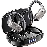 Wireless Earbuds, Sports Bluetooth 5.4 Headphones, Ear Buds with ENC Noise Canceling Mic, 80Hr Playtime Earphones, Palm-Sized, LED Power Display, IPX7 Waterproof Headset for Workout Running, Dark Gray