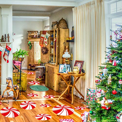 ALLADINBOX Peppermint Floor Window Wall Decals Stickers for Thanksgiving Christmas Valentine's Day Candy Party Decoration 10 Pcs