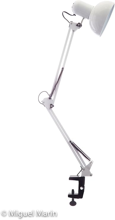 iidsa lampara de escritorio con pinza y restirador 2047 blanca