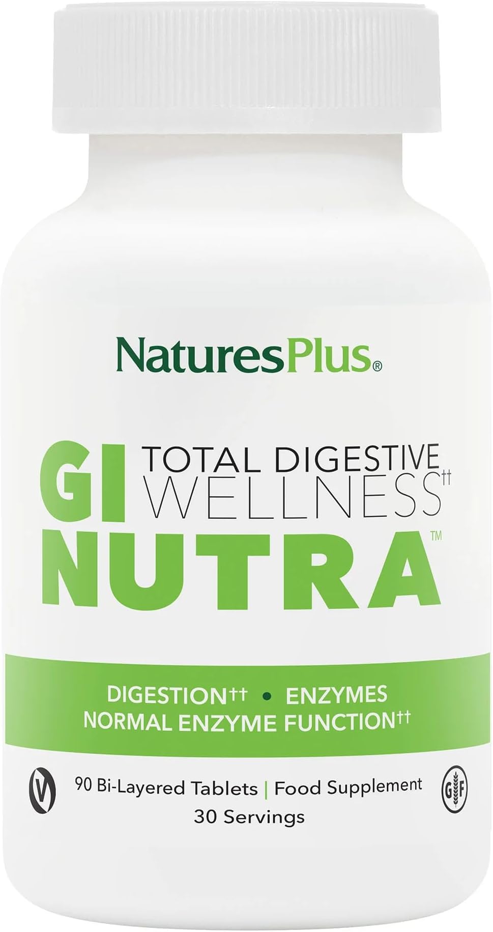 Nature's Plus GI Nutra Total Digestive Wellness Probiotics 90 Tablets