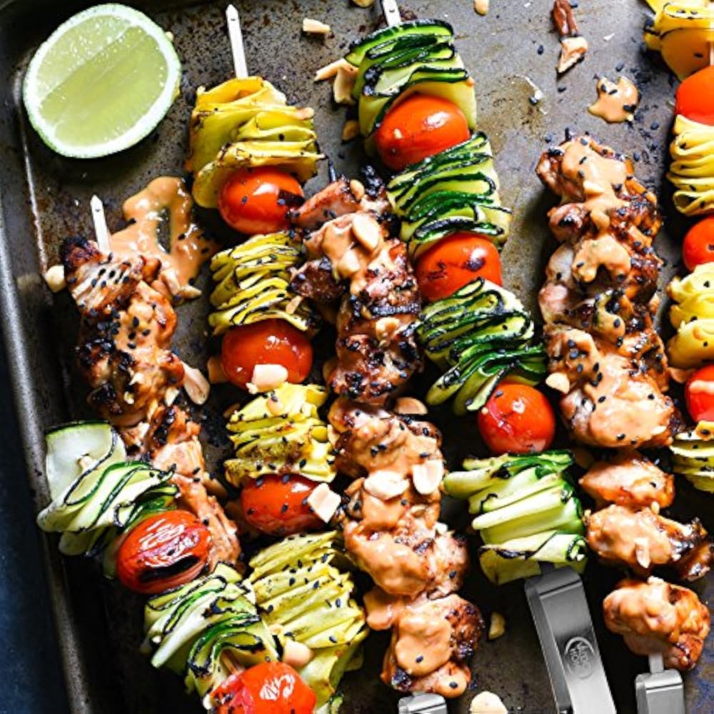 Barbecue Skewers BBQ Stainless Steel Kabob For Stick Grilling, 16 Inch