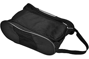Golf Shoe Bag - Lightweight Breathable Waterproof Durable Nylon Storage Pocket Carry Case for Golf Shoes (Black)