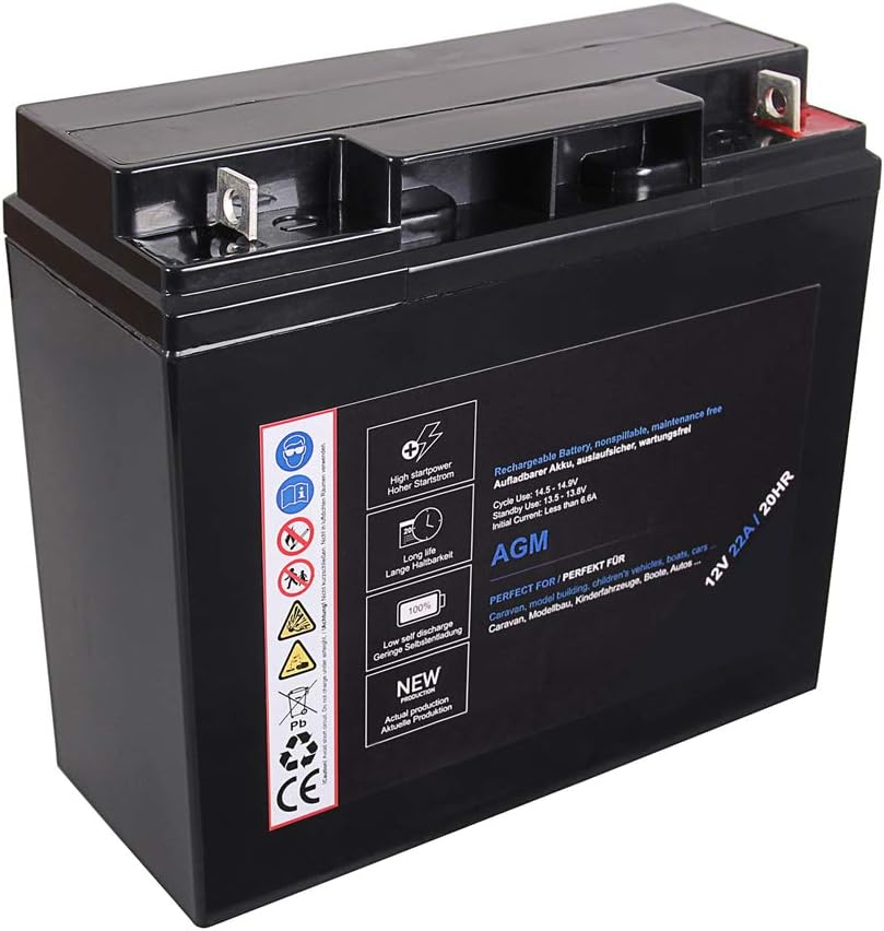 Batterie 12V 22Ah Pour John Deere 455 - Pôle + à Gauche, Dimensions 200x130x180 Mm, Sans Entretien - 2