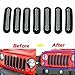 Topist 7pcs Black Front Grill Mesh Grille Insert Kit For Jeep Wrangler Rubicon Sahara Jk 2007-2017