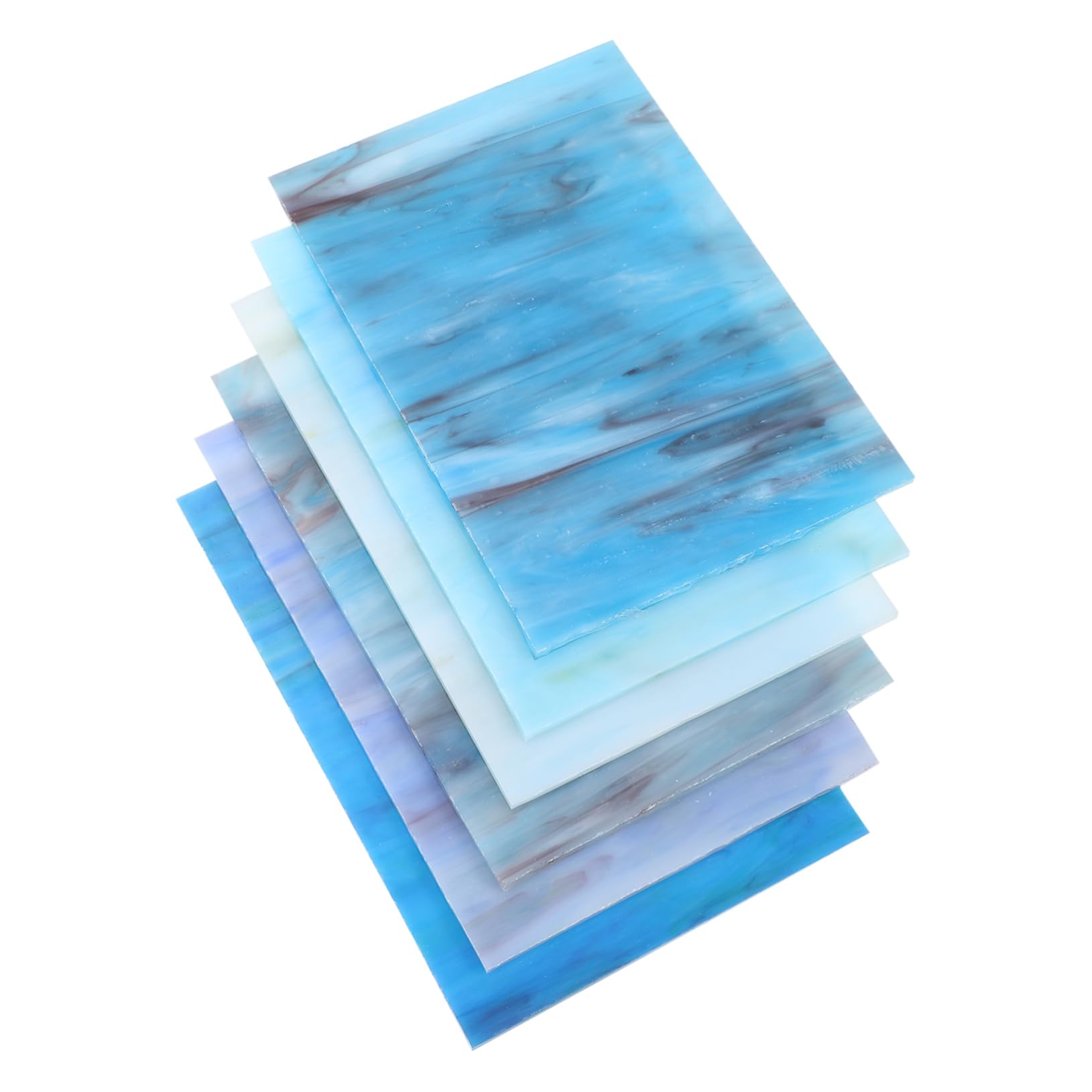 KONTONTY 6pcs Sheets Colored Mica Flakes Cathedral Stained Glass Panels Colored Glass Ceramic Candle Holder Colored Candlesticks Water Ripple Glass Ceramic Tile Church Murals Student