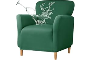 GOSTADY Banquet Armchair Slipcovers Waterproof Chair Covers Armchair 1-Piece Stretch Chair Covers for Living Room Nonslip Outdoor Armchair Slipcover Kids Pets Friendly Furniture Protector,Dark Green