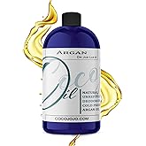 cocojojo Argan Oil Deodorized, Argan Oil for Hair, Hair Treatment, 100% Pure Organic, Oils for Face, Unrefined Unscented Cold Pressed Extra Virgin - 16 Oz