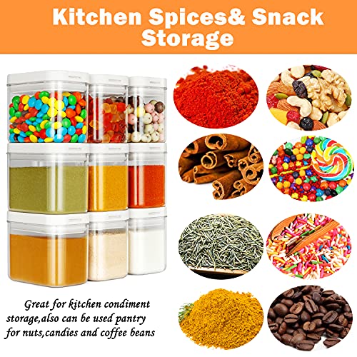 HKRILL 9Pc Airtight Spice Containers Set 15oz Small Food Storage With