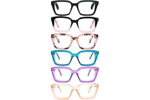 DXYXYO Reading Glasses for Women Blue Light Blocking Oversized Fashion Oprah Style Square Computer Readers, 2.75 Magnification 6 Pack