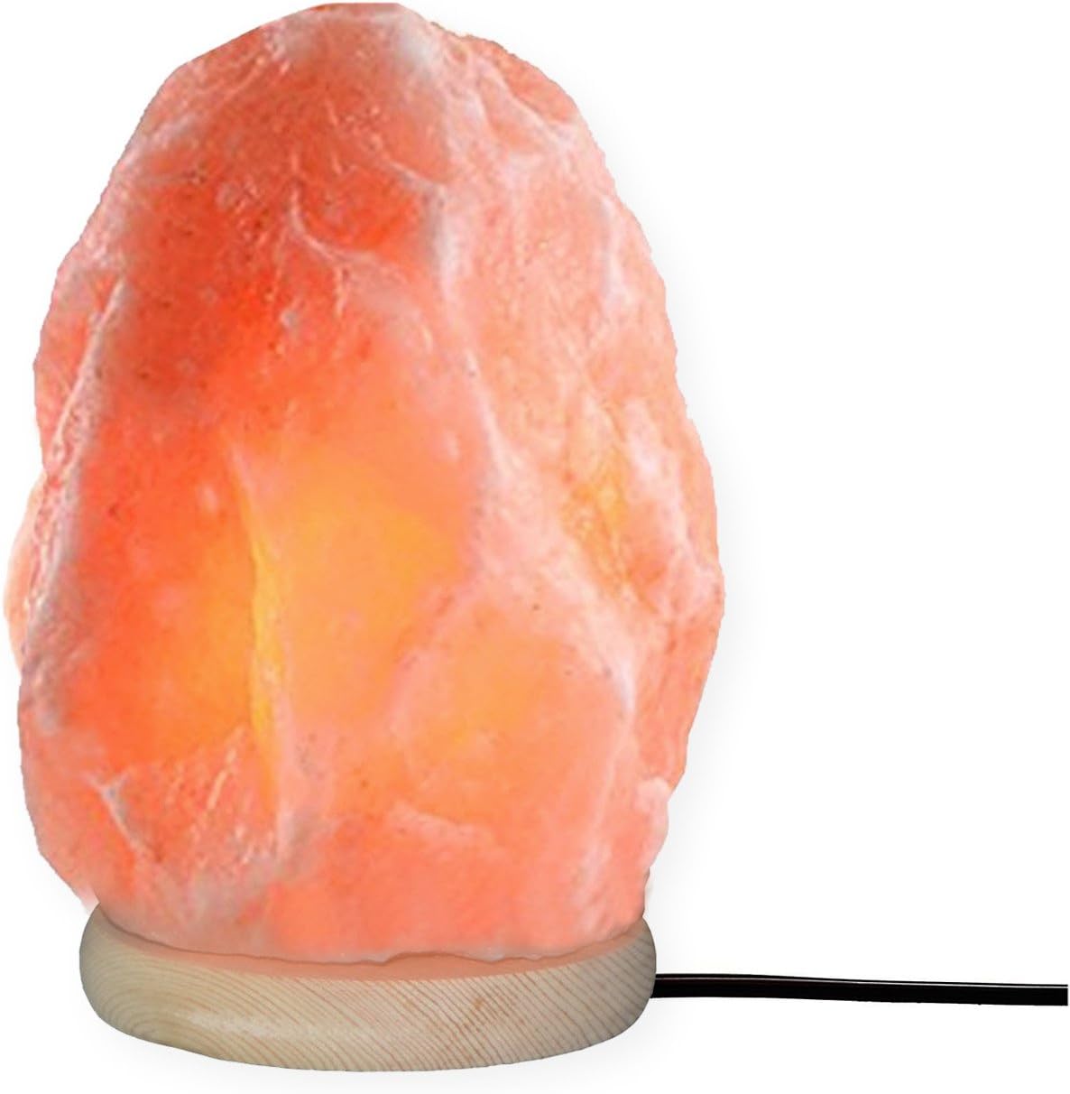 Himalayan Pink Salt Lamp, Hand Carved Natural Crystal Glow Rock Lamps Dimmable with Wooden Base, UL Cord, Bulb, (4-7lbs 6-7 Inch)