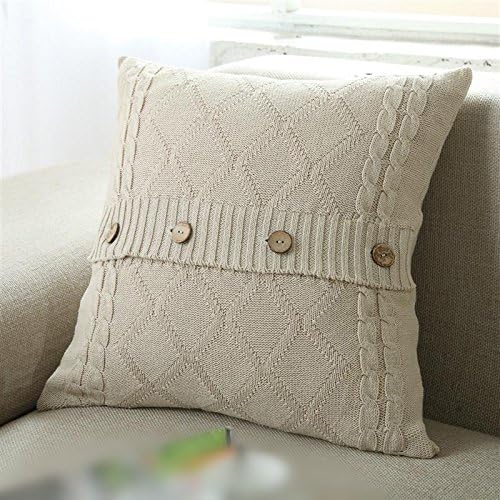 Square Knitting Cotton Cushion Pillow Case Seat Back Cushion Case Pillowcase Bedding Home Accessories Beige