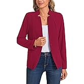MINTLIMIT Long Sleeve Blazer Jackets for Women Stand Collar Button Front Casual Work Office Blazers with Pockets
