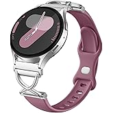 Getino Slim Silicone Bands Compatible with Samsung Galaxy Watch 7 Band 6 5 4 FE 40mm 44mm/Galaxy Active 2, 20mm Watch Band Skinny Charms X-Shaped Thin Sport Loop Strap for Samsung Watch Bands Women