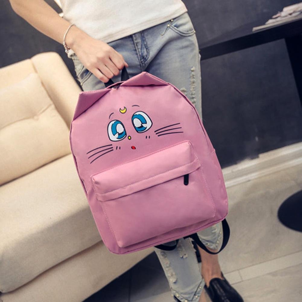 bestvech pink fashion women shoulder bag cat ear canvas cute school bags backpacks