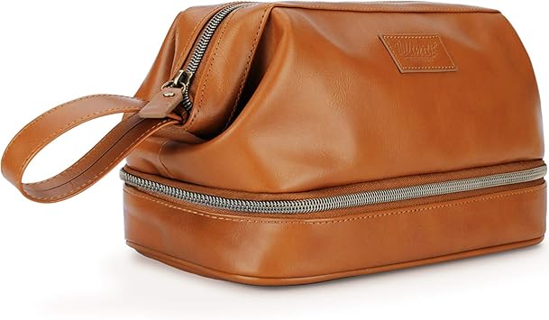 large men's leather toiletry bag