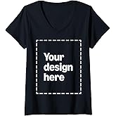 Custom V-Neck T-Shirt with Your Image for Women by Modify by Amazon Merch on Demand