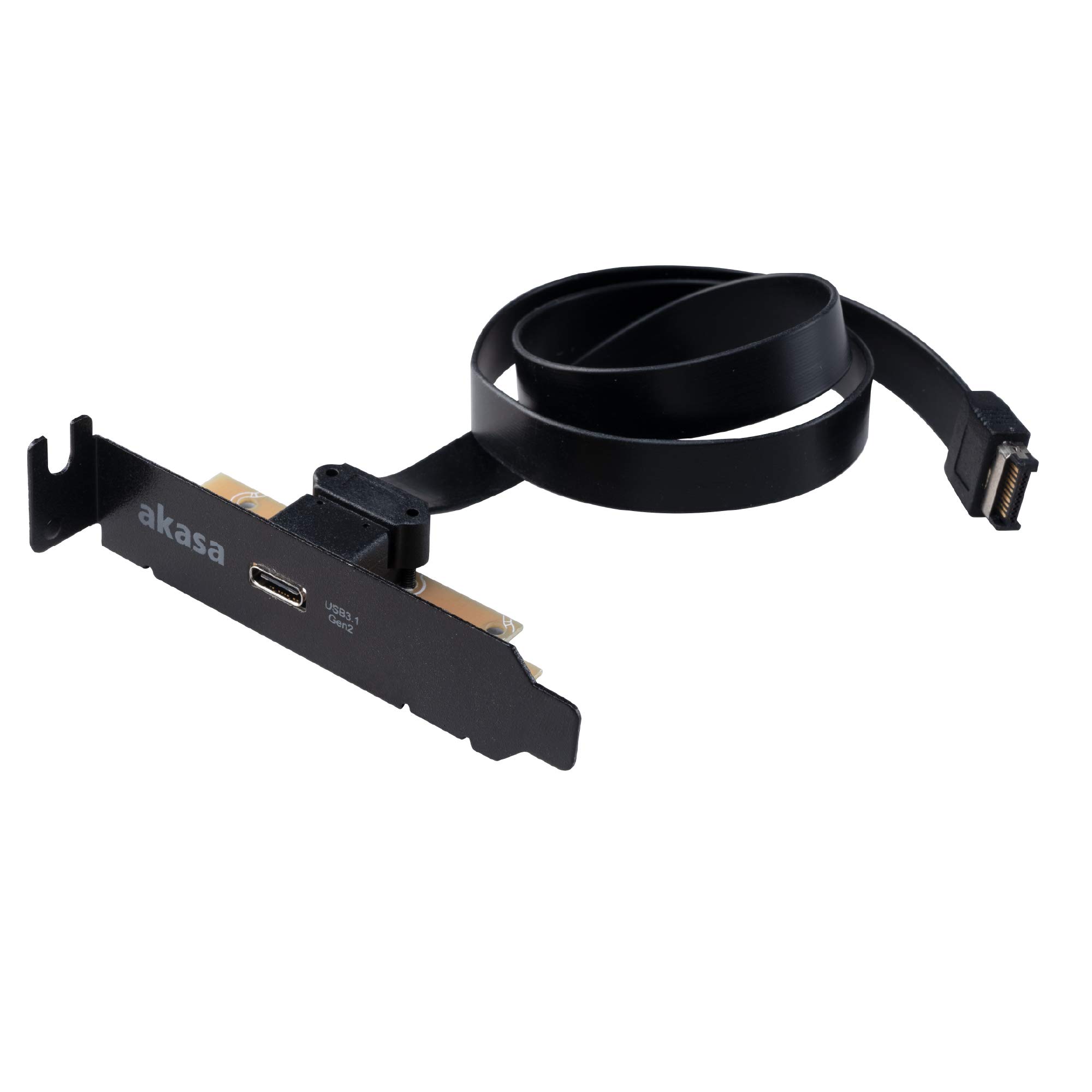 Akasa Low Profile PCI Bracket Cable with USB 3.1 Gen 2 Type-C | USB Port Cards | 10 Gb/s | SuperSpeed+ | 50cm | AK-CBUB37-50L