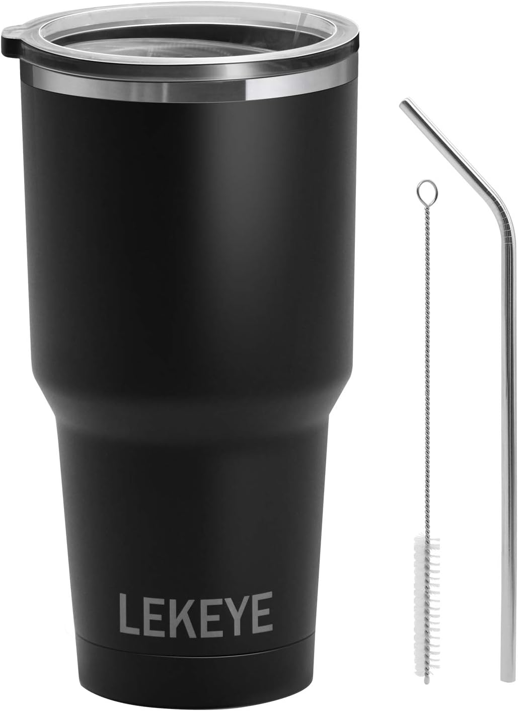 LEKEYE 30 OZ Stainless Steel Vacuum Insulated Tumbler with Anti-Split Lid/Double Wall Travel Mug/Sweat Free Coffee Cup/BLACK