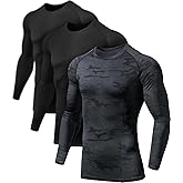 ATHLIO Men's UPF 50+ Long Sleeve Compression Shirts, Water Sports Rash Guard Base Layer, Athletic Workout Shirt