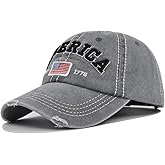 YuMENo Distressed American Flag Baseball Cap for Men Women Embroidered Adjustable Vintage Washed Cotton Dad Hat