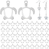 PH PandaHall 60pcs Hollow Turtle Tortoise Charms Turtle Shape Open Back Bezel Pendants Alloy Sea Hollow Frame Charm with Loop