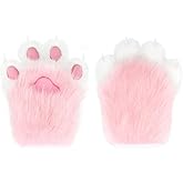hbbhml Faux Fur Plush Furry Cat Claw Gloves Fursuit Animal Fox Paws Mittens Halloween Cosplay Costume Accessories for Adult