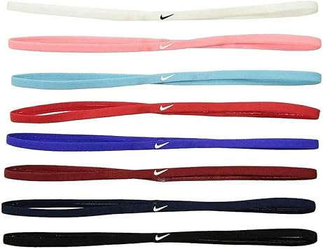 Amazon ナイキ 細い ヘアバンド レディース スキニー ヘッドバンド スポーツ 8本セット 8色パック マルチカラー Nike Skinny Hairbands 8 Pack Light Crimson Dark Cayenne Bright Melon 並行輸入品 Nike ナイキ ヘッドバンド