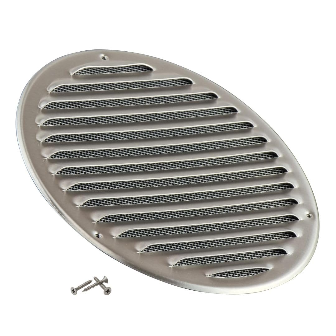Steinberg14 Stainless Steel 200mm Metal Air Vent Cover with Insect Mesh - 8 inch Round Ventilation Grille — image 1