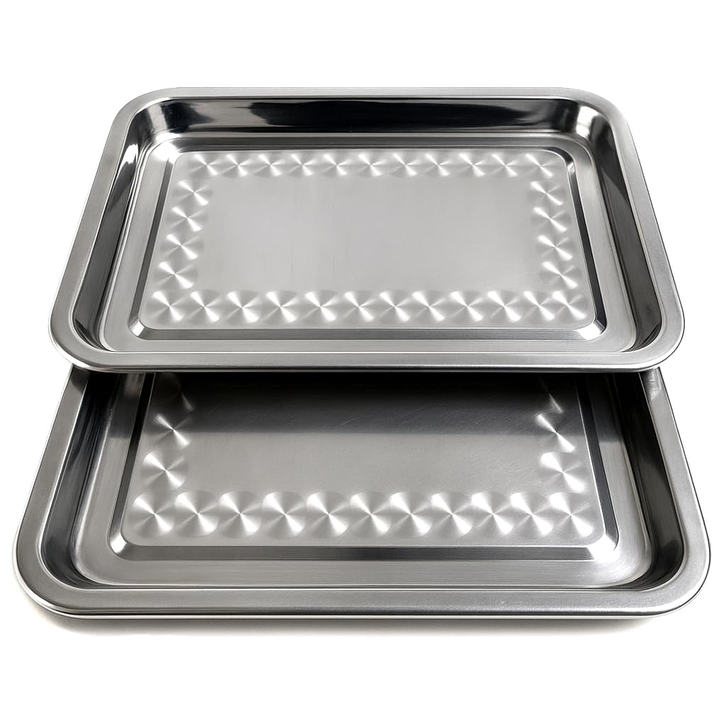 DEL - Stainless Steel Serving Tray - Set 2-40 x 30 cm