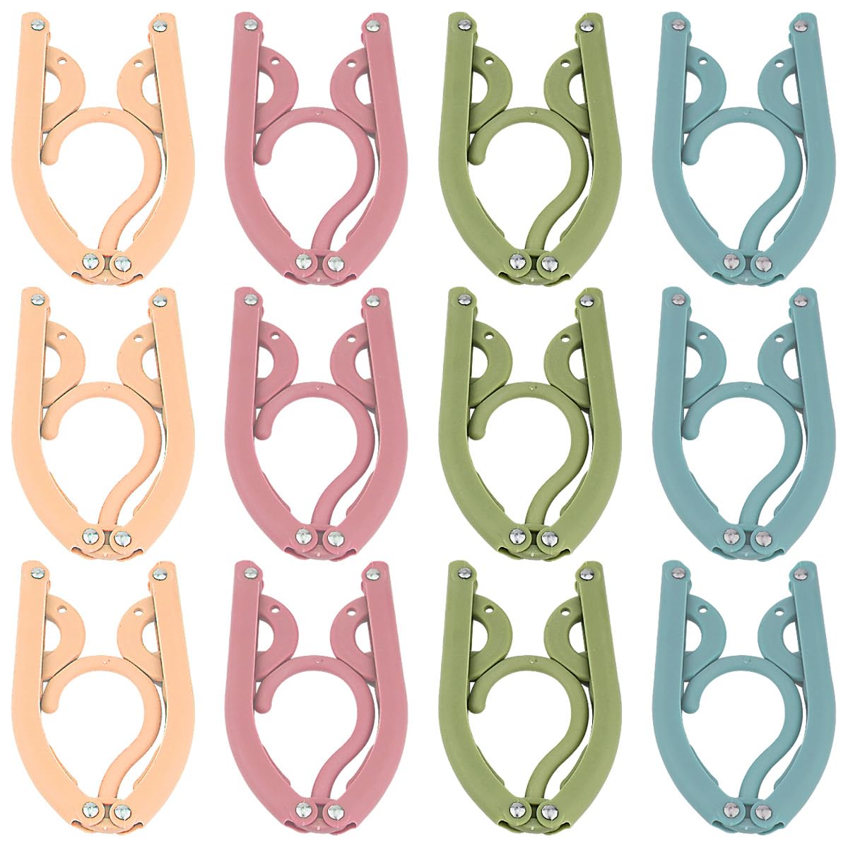 Photo 1 of 12 Pcs Plastic Folding Clothes Hangers Portable Travel Hangers Household Multifunctiona Hanger Clothes Drying Rack for Travel Dormitory School Hotel and Home (4 Colors)