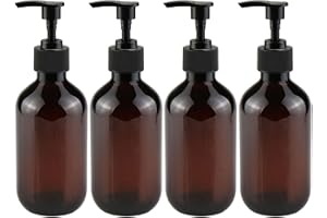 AirheadStorm 300ml Liquid Soap Dispenser Bottles Set of 4, Refillable Plastic Pump Containers for Shampoo, Soap, Lotion, Body